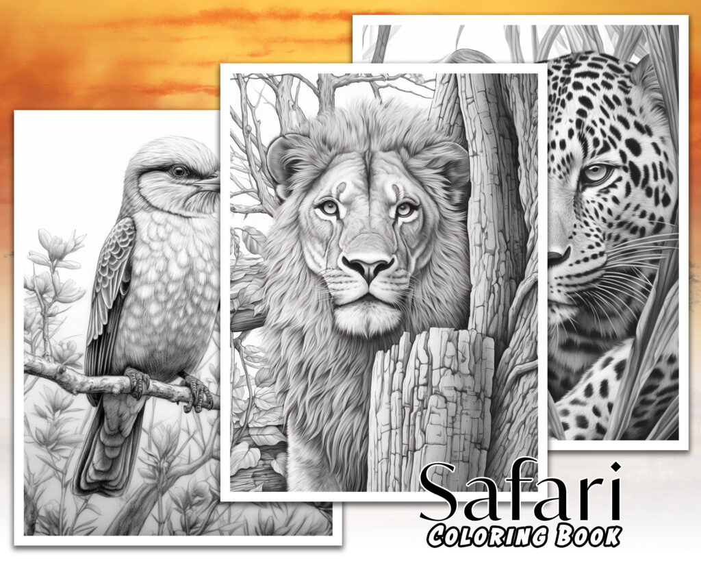 Safari Animals Coloring Book Page Samples