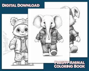 Plushy Animal Coloring Book Page Samples