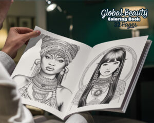 Global Beauty Coloring Book Sample Pages