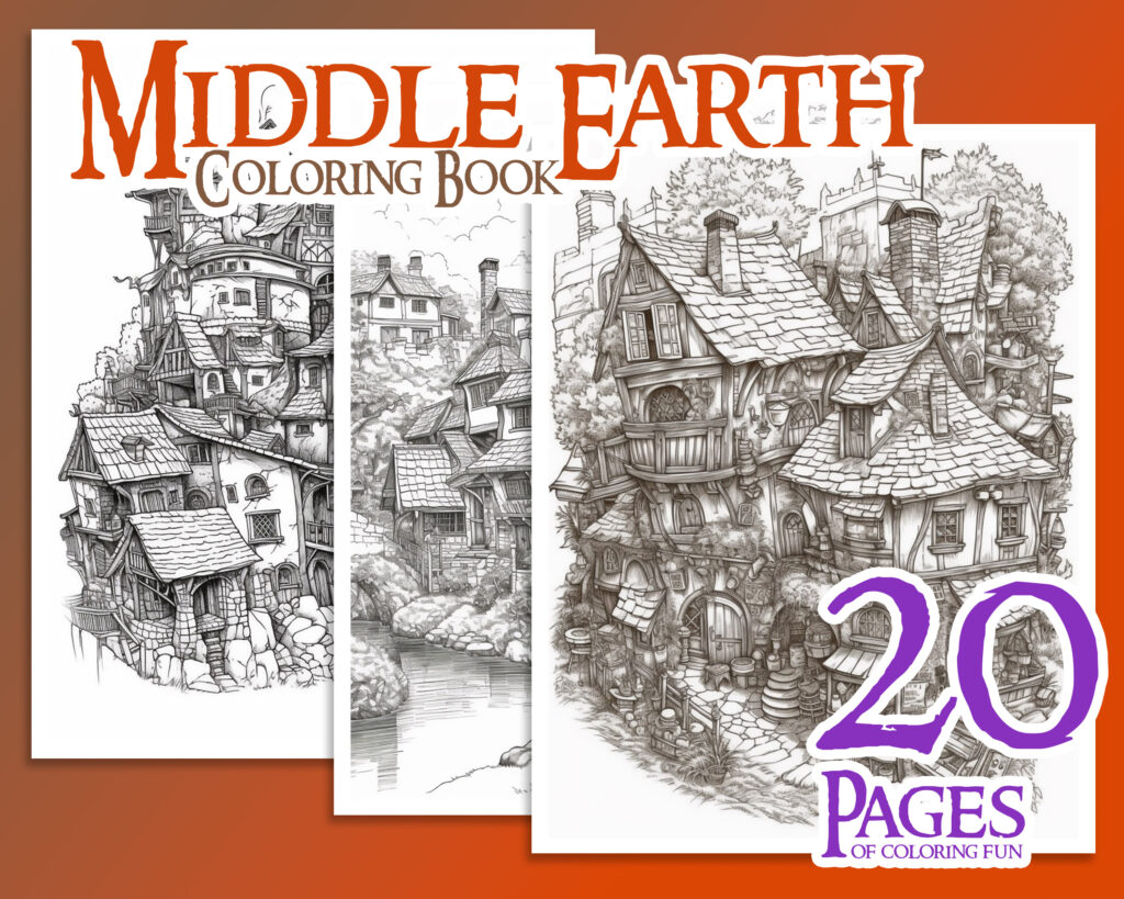 Middle Earth Coloring Book Page Samples