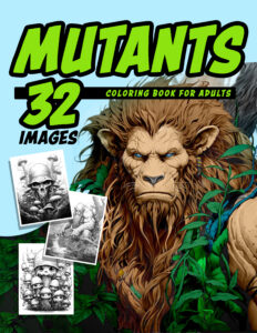 mutants greyscale coloring book