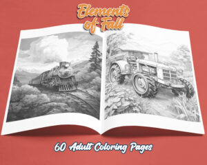 old time tractor coloring page in the fall season