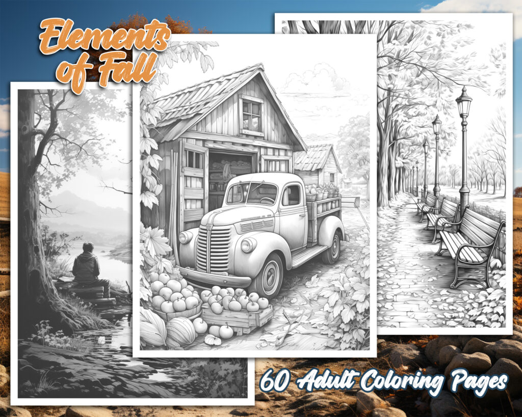 Elements of Fall Adult Coloring Pages