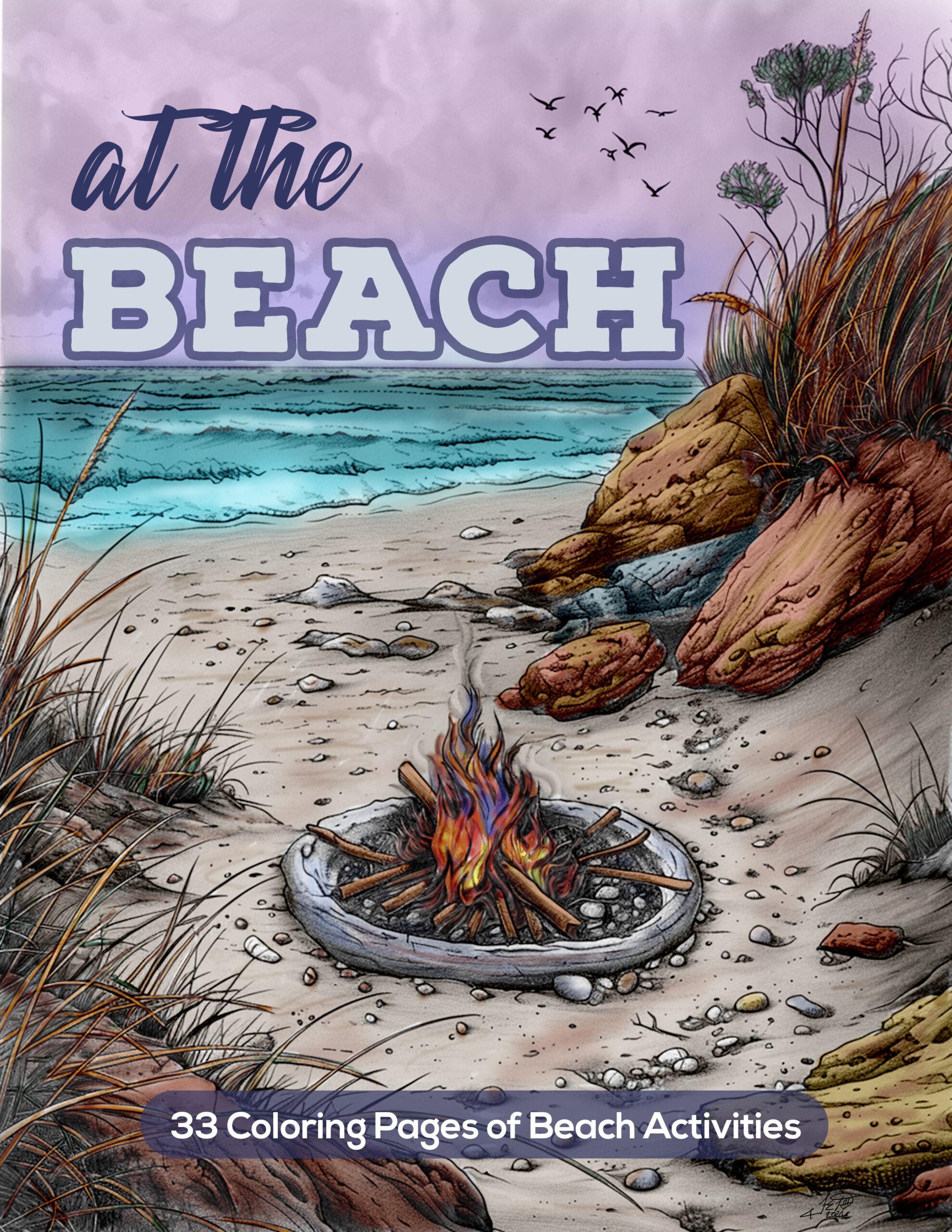 At The Beach Adult Coloring Book